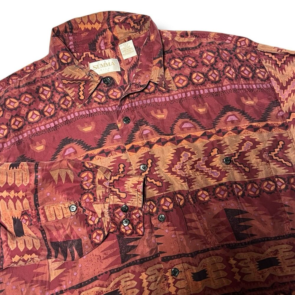 Summa Long Sleeve Shirt Mens‎ XL 100% Silk